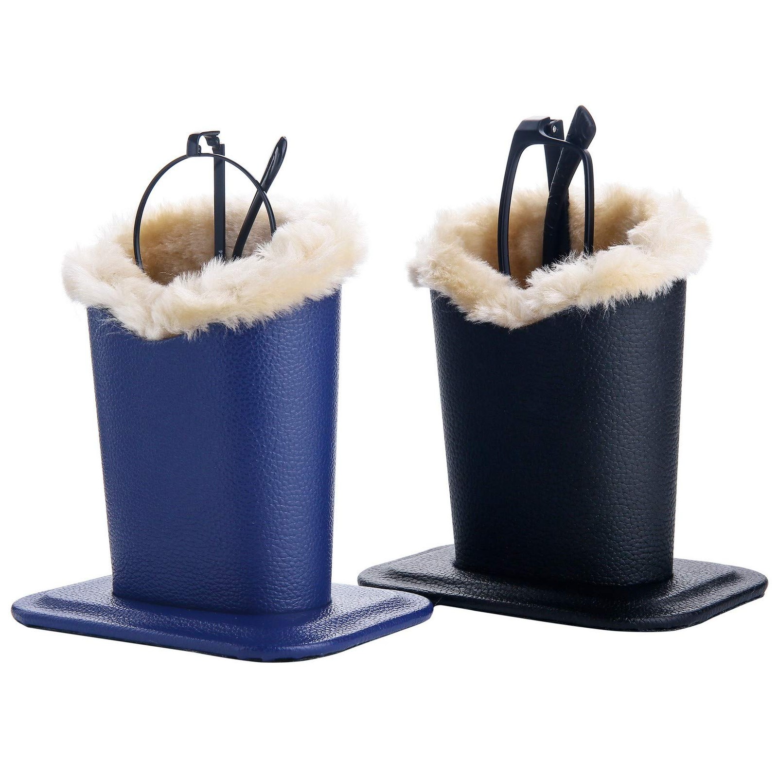 Siveit Plush Lined Eyeglass Holder, PU Leather Eyeglass Case, Anti-Scratch Gl...