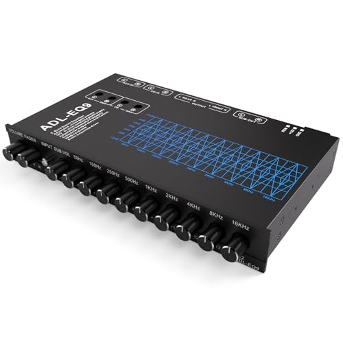 Car Audio Equalizer, Car Graphic Equalizer EQ W/Front, Rear + Sub 9-Band