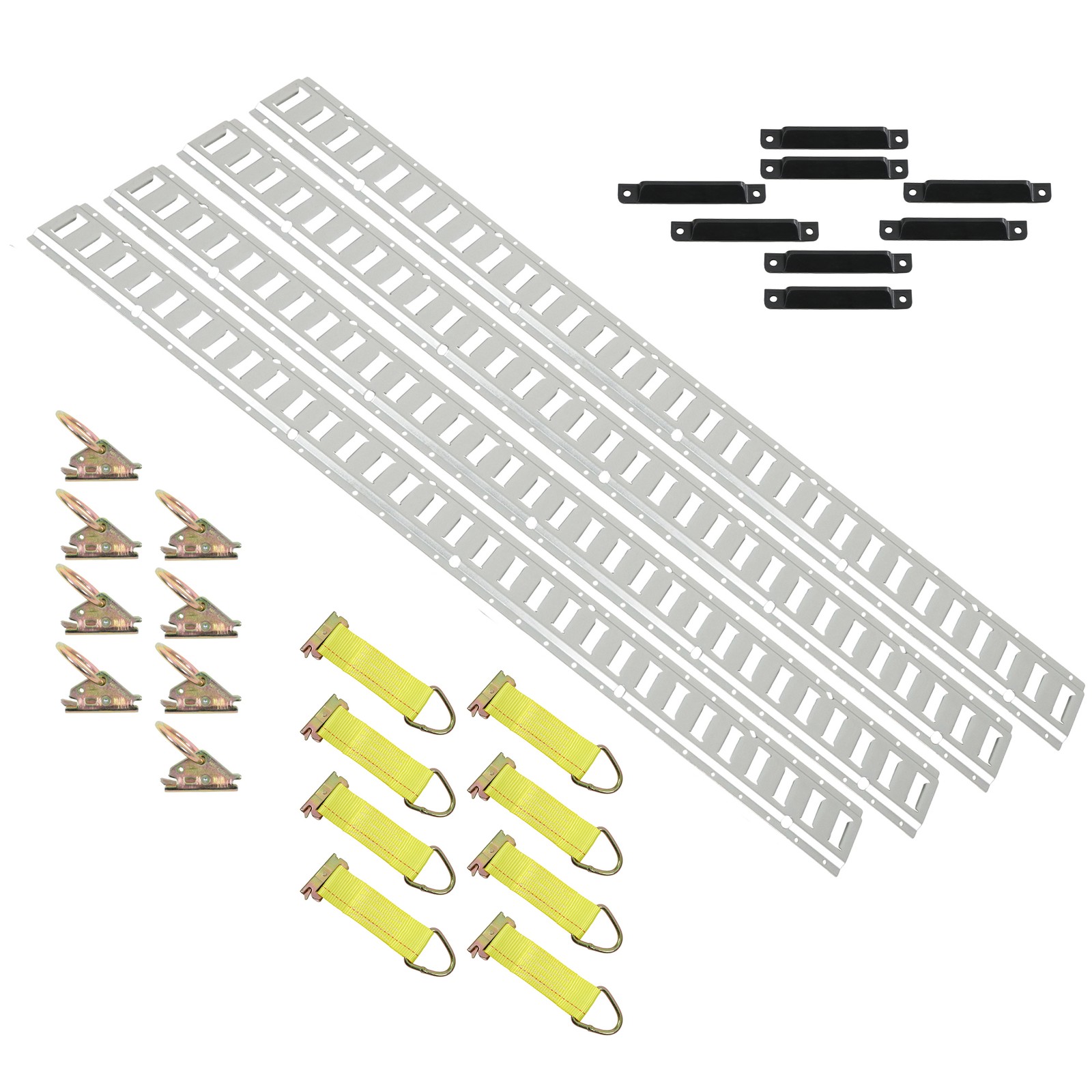 28 Pcs 5 Ft E Track Rails Complete Kit W/ Hardware O-Rings Tie Down Straps UTV