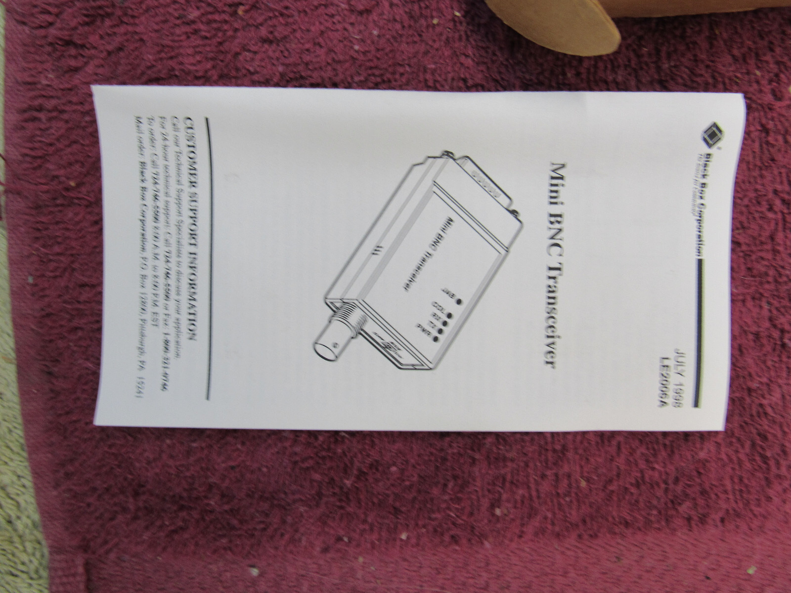 BLACK BOX MINI BNC TRANSCEIVER 4321 LE2006A