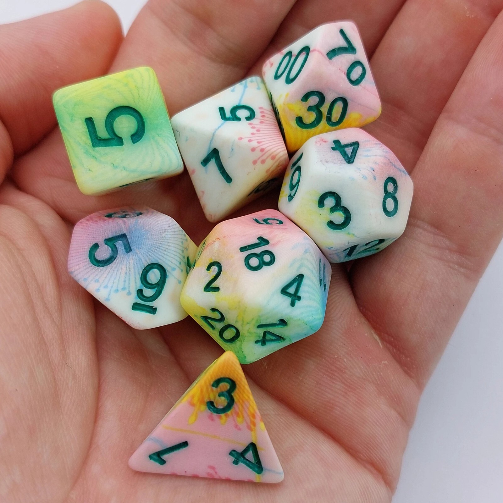 Dandelion Summer Dice 7 Piece Polyhedral Dice Set For Dungeons And Dragons DnD