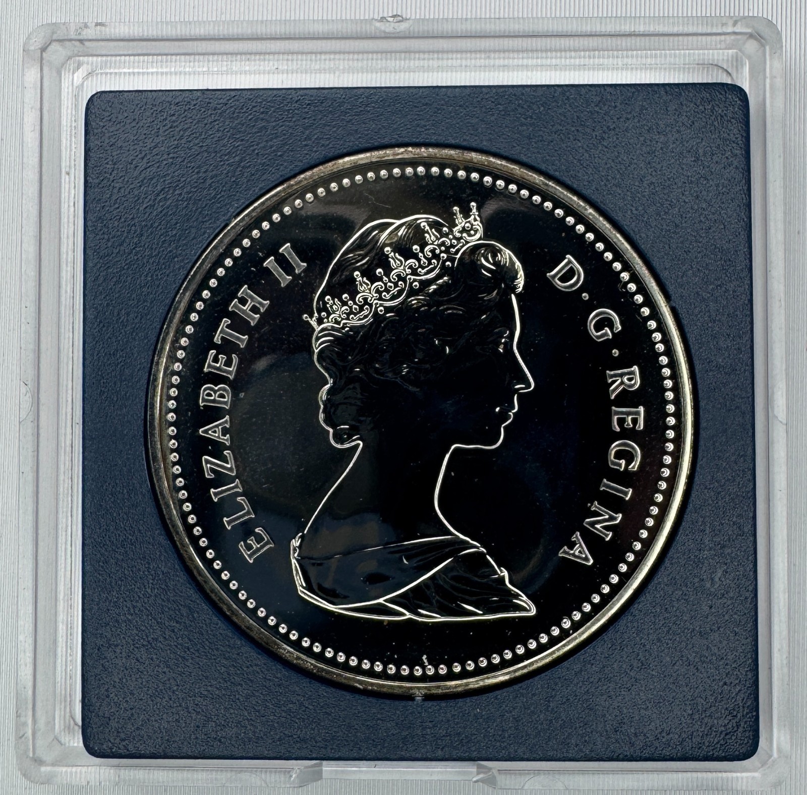 1981 BU Canada Railway Train Engine Silver Dollar RCM Uncirculated Coin Toning