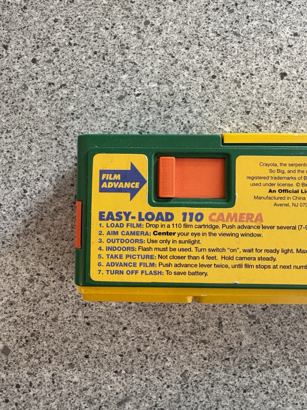 Crayola Indoor/Outdoor Use Flash 110 Camera Untested by Concord w/ Lanyard