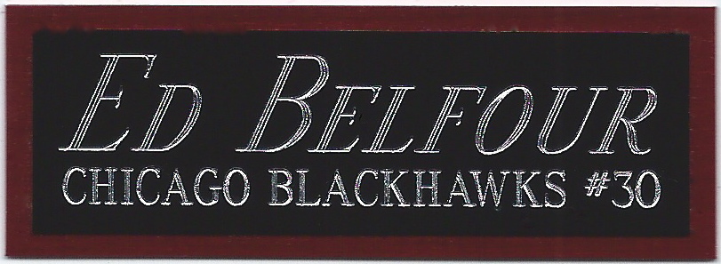 ED BELFOUR BLACKHAWKS NAMEPLATE FOR AUTOGRAPHED Signed Puck Display CUBE CASE