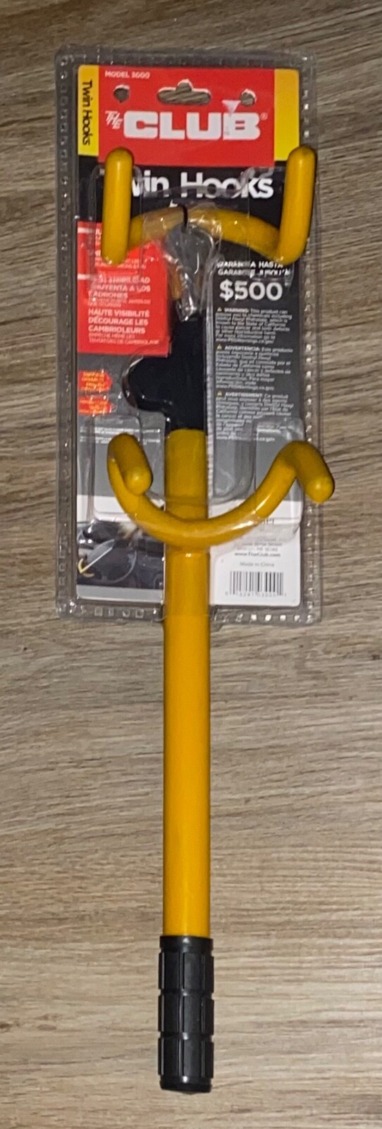 Winner International The Club 3000 Twin Hooks Steering Wheel Lock NEW - Yellow
