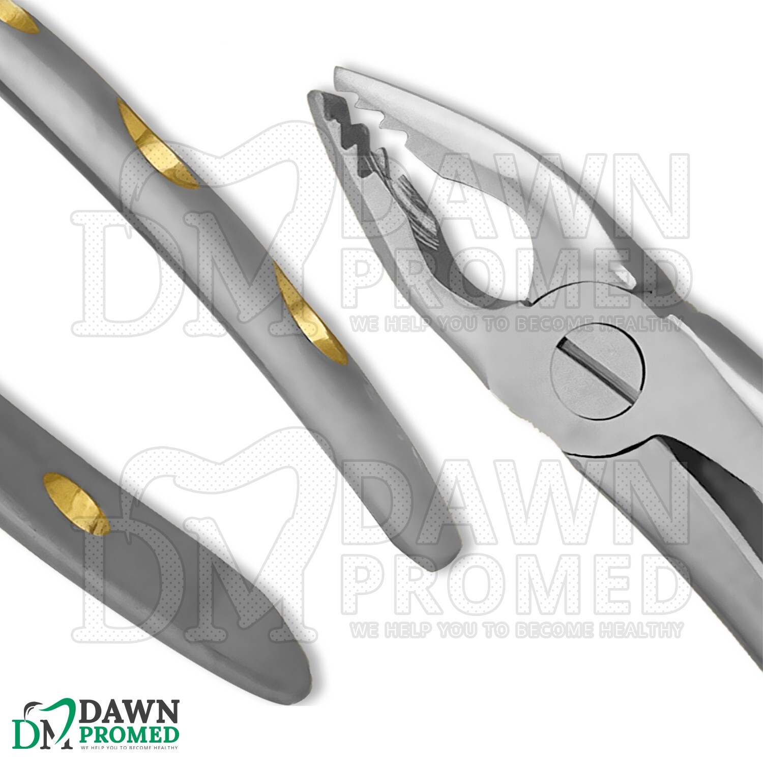 Dental Extracting Forceps #34M Gold Hollow Python Grip Handle German Grade
