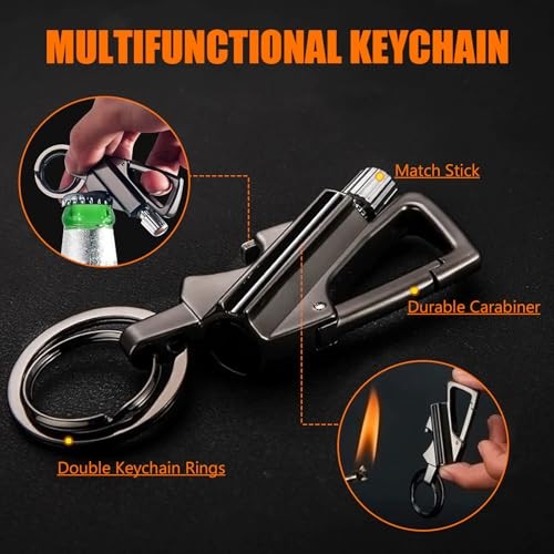 2 Pack Permanent Match Infinity Lighter, Multitool Keychain Bottle Opener,