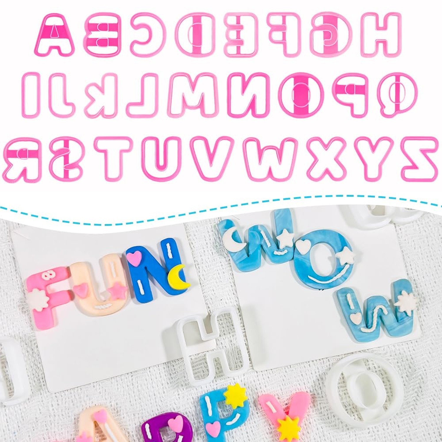 Xaekicr Alphabet Polymer Clay Cutters: 26 Pcs, Letter Designs for Polymer Cla...