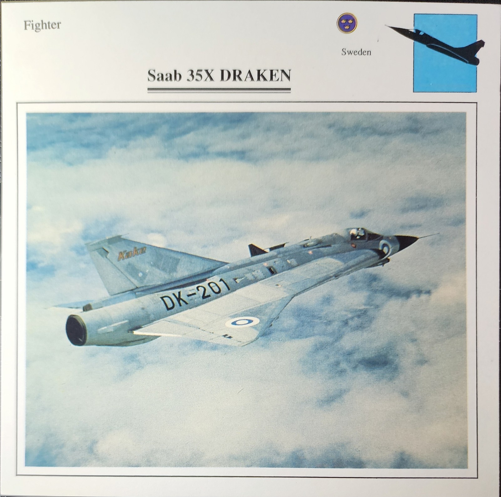 Saab 35 Draken Jet Picture Original Vtg Detail Aircraft Collector Card