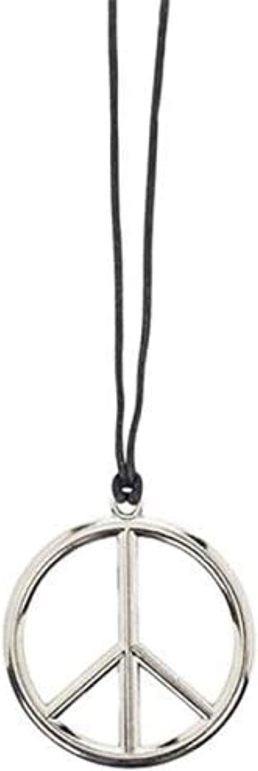 Groovy 60's Peace Sign Necklace Fancy Dress Up Halloween Adult Costume Accessory