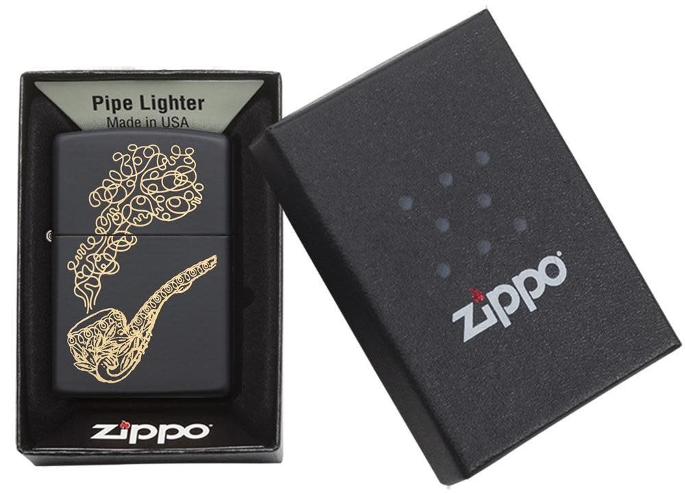 Bronze Pipe & Smoke Black Matte Windproof Lighter, 218-060836