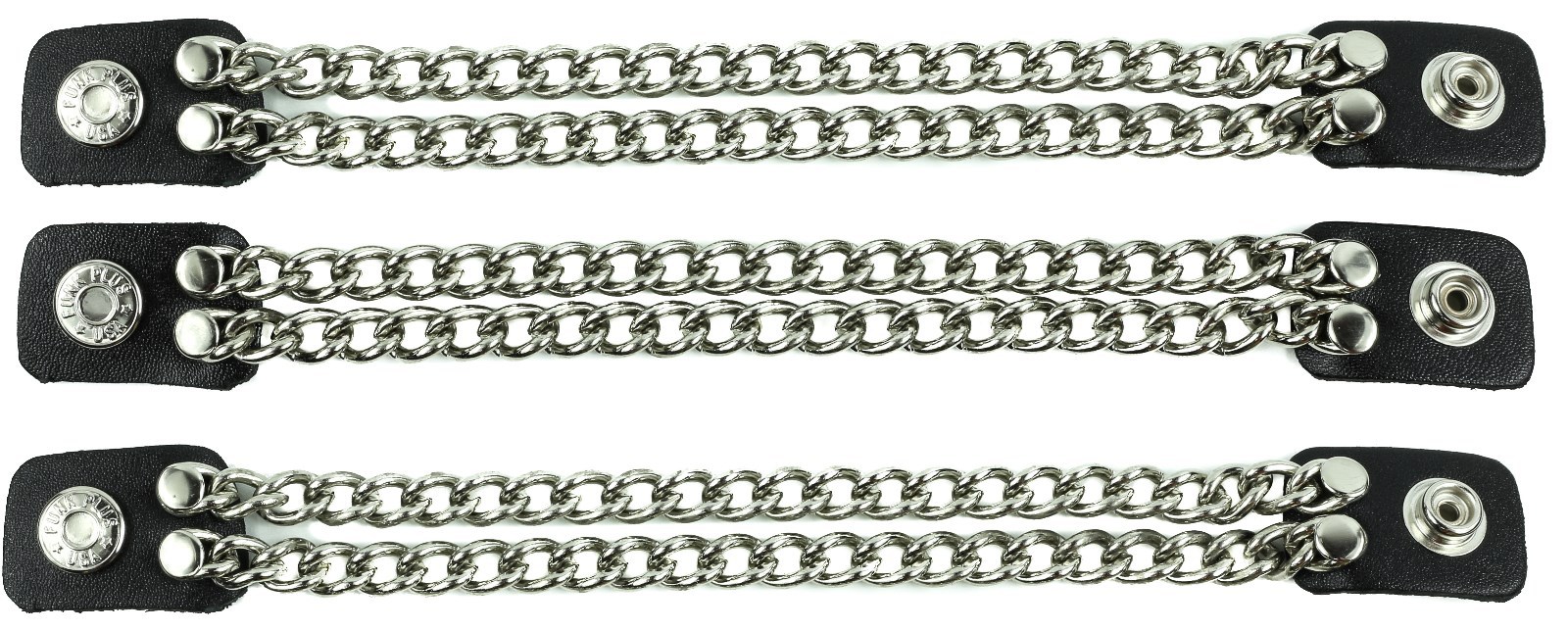 Vest Extender 2 Row Silver Chain Biker MC Jacket Motorcycle Snap-3 pc