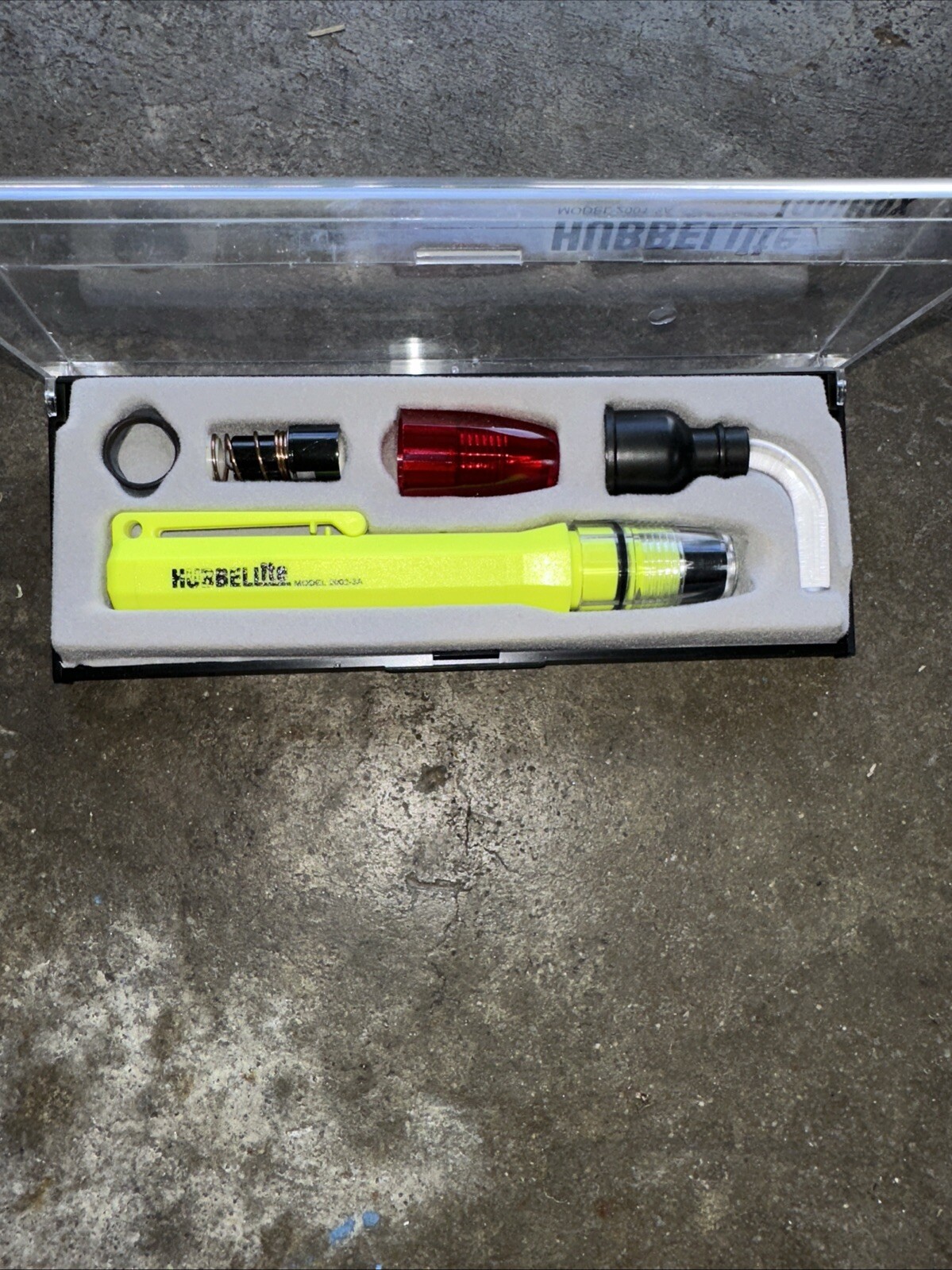 HubbelLite Flashlight 2001-3A & New: Bulb, Bulb Collar, Red Tip, Light Turn Tip