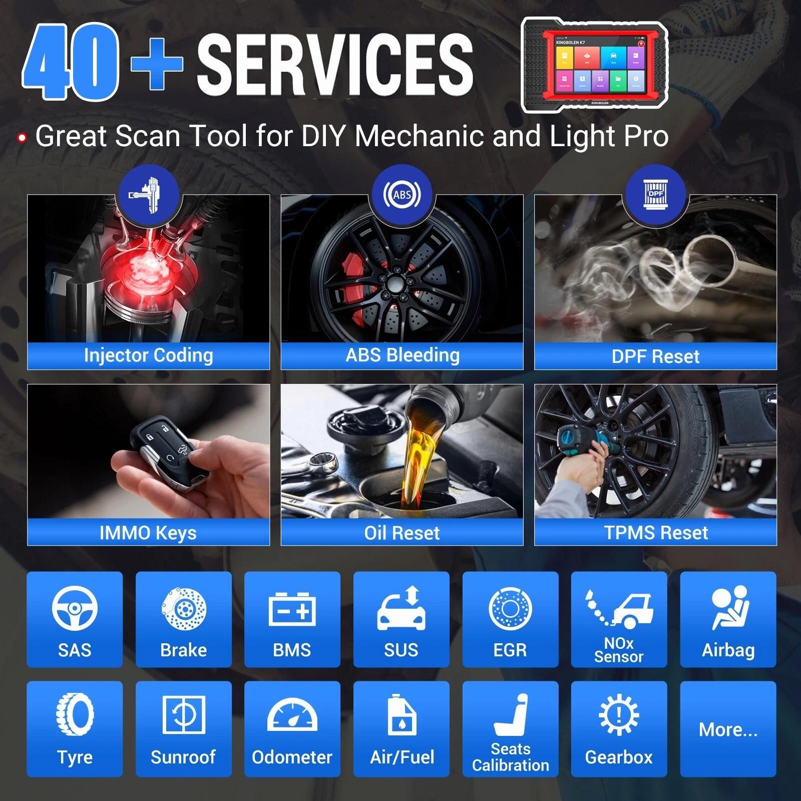 2026 Kingbolen K7 Car Diagnostic Scan Tool Full System OBD2 Scanners ECU Coding