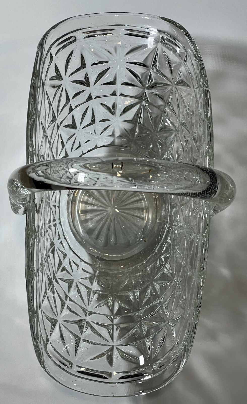 L.E. Smith Cut Glass Square Star Pattern Brides Basket Excellent Used Condition