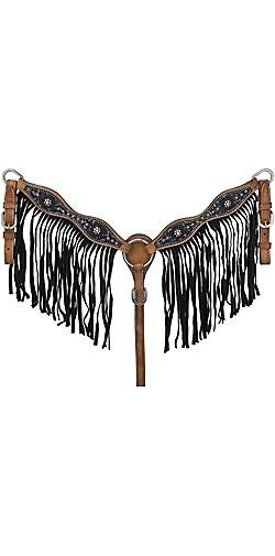 Tough-1 Mini Pony SIzed Onyx Style Breast Collar w/Fringe and Crystals 45-7972