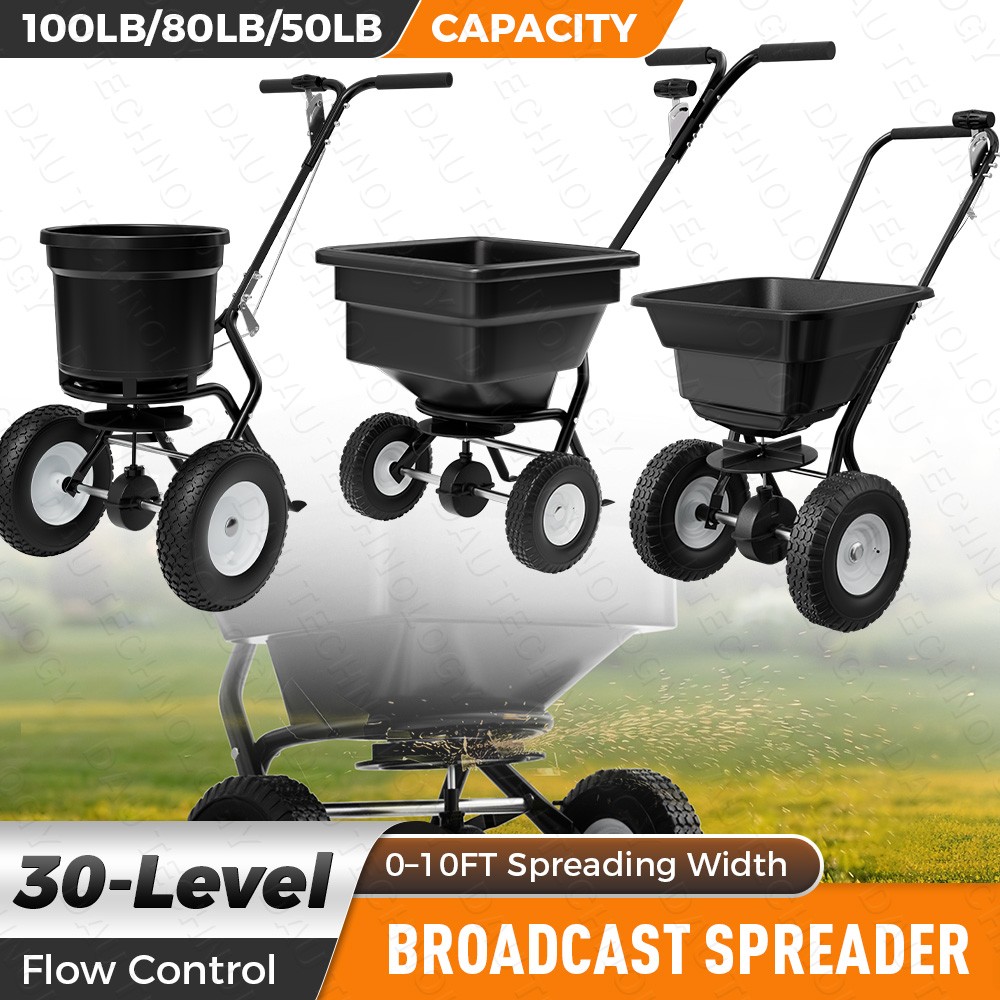 Commercial Broadcast Fertilizer Spreader 50-100LB Walk-Behind Push Garden Seeder