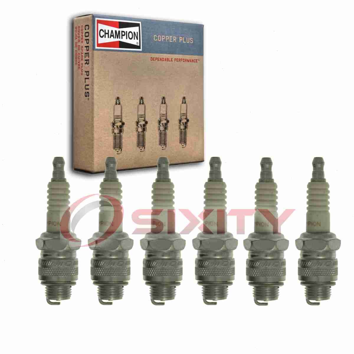 6 pc Champion Copper Plus Spark Plugs for 1965 GMC 1500 Series 5.7L V6 jz