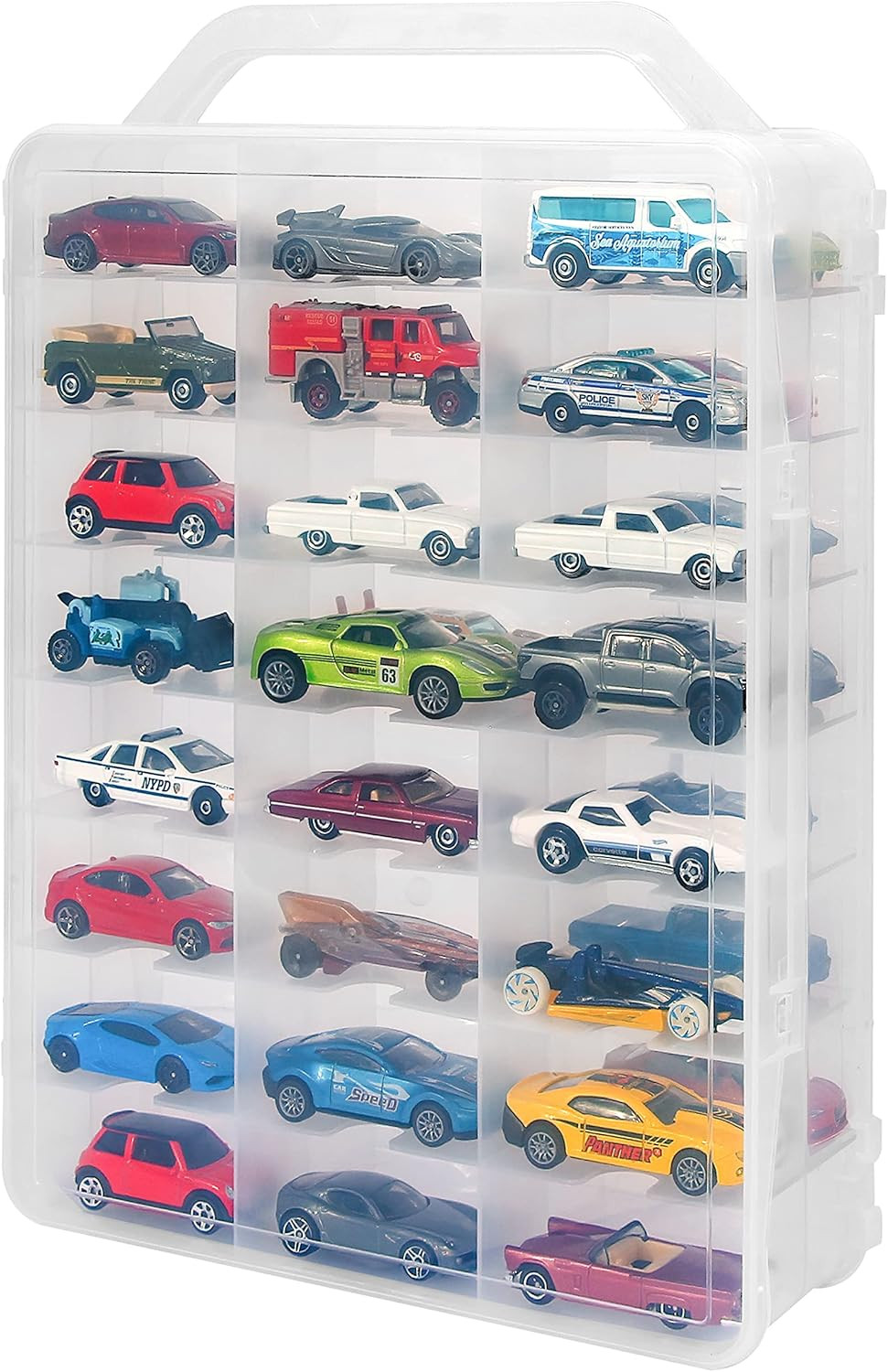 KISLANE Double Sided Storage Case for 48 Toy Cars, Matchbox Cars, Portable Trans