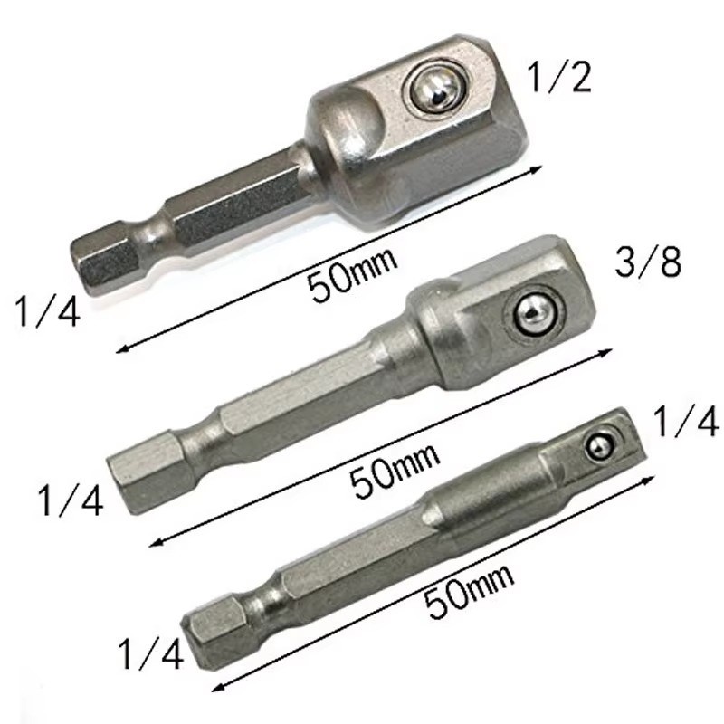 1/4" 3/8" 1/2" Socket Adapter Drill BIts Set Hex Shank Impact Driver Tools - NEW