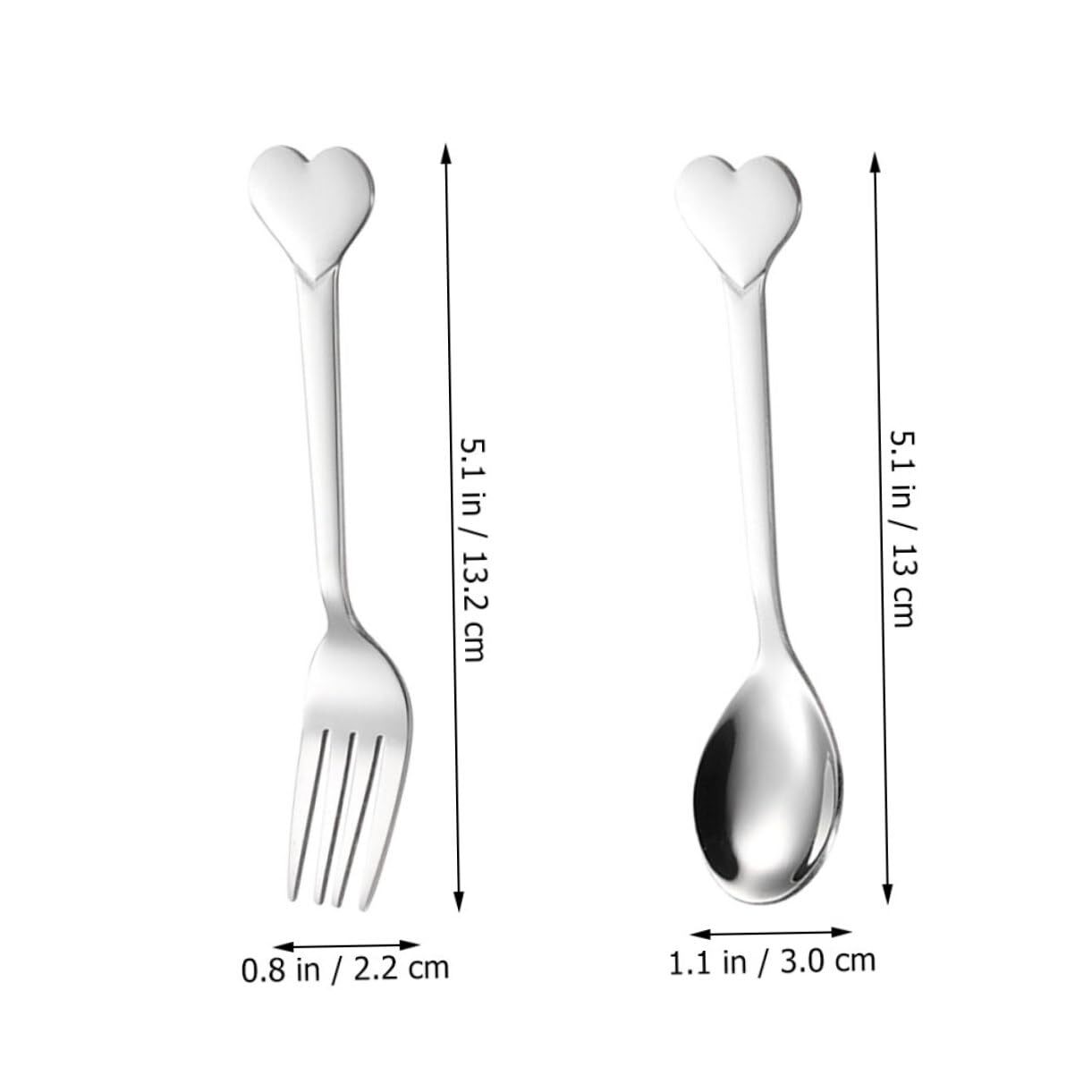12 PCS Heart Shaped Appetizer Fork Spoons Silverware Set Dessert Fruit
