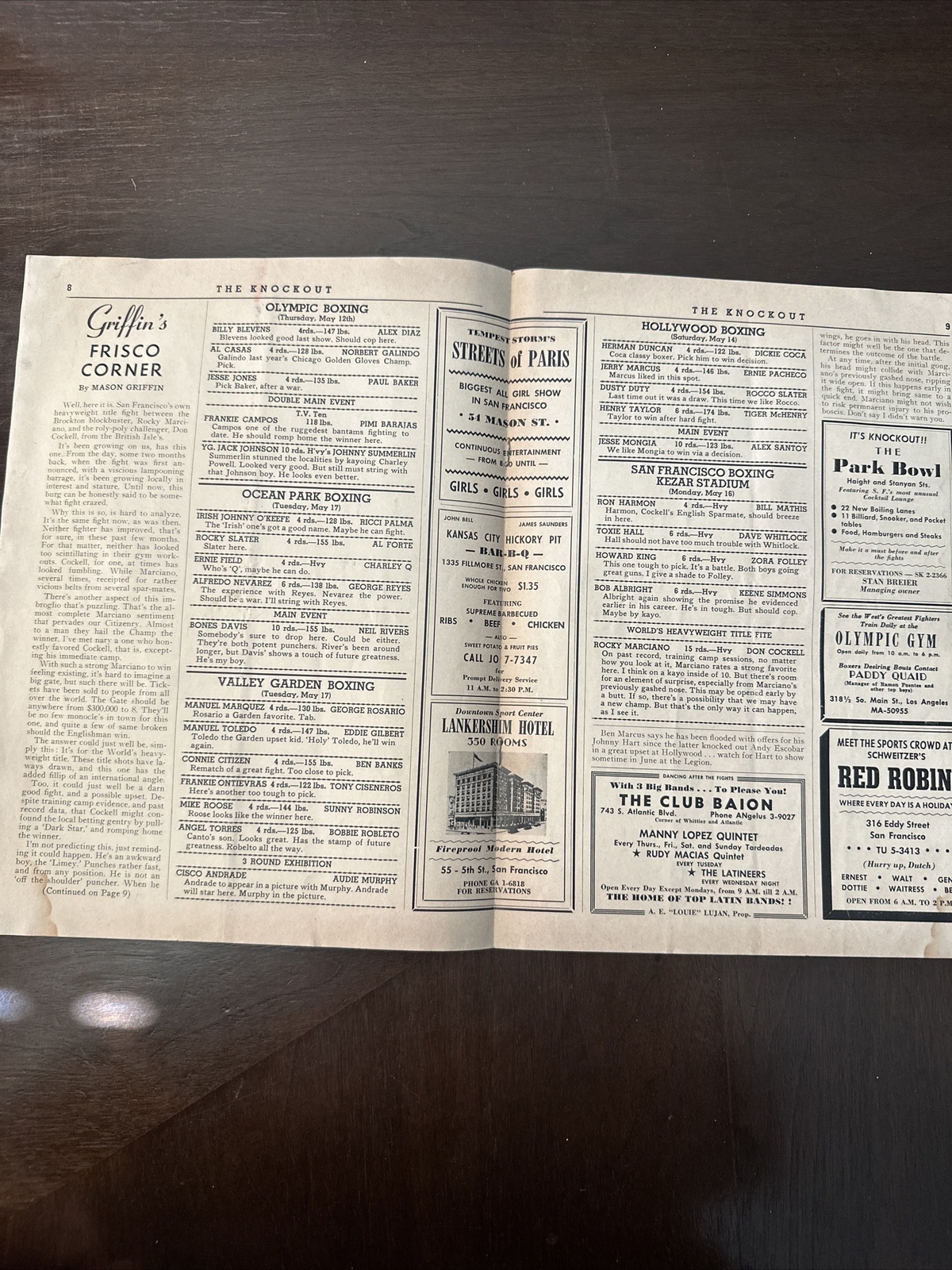 1955 Boxing Program Rocky Marciano vs Don Cocker