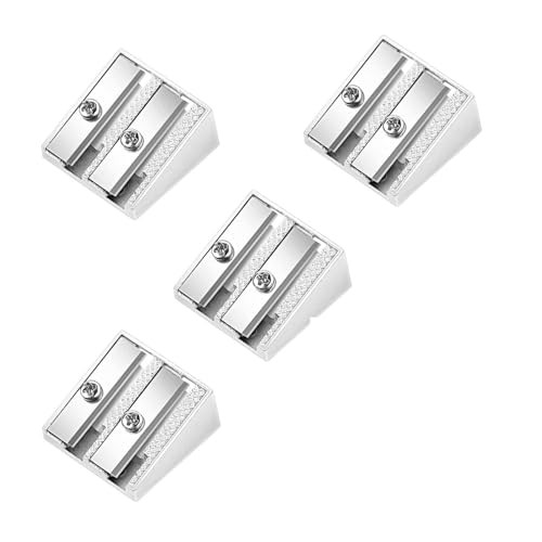 2 Holes Handheld Metal Pencil Sharpener Alloy Manual Sharpener for 4 Pack
