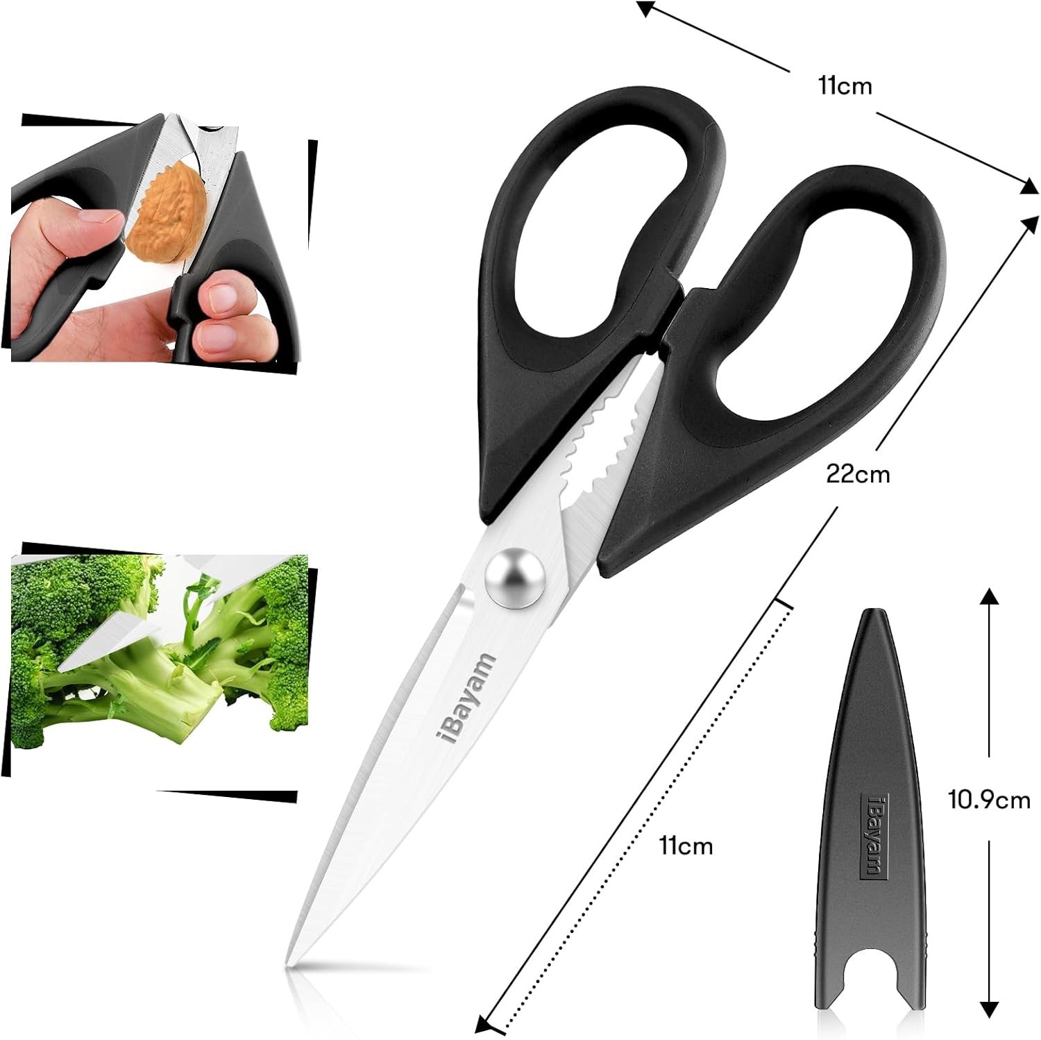 Versatile 8.5-Inch Stainless Steel Kitchen Shears - Multi-Functional, Compact