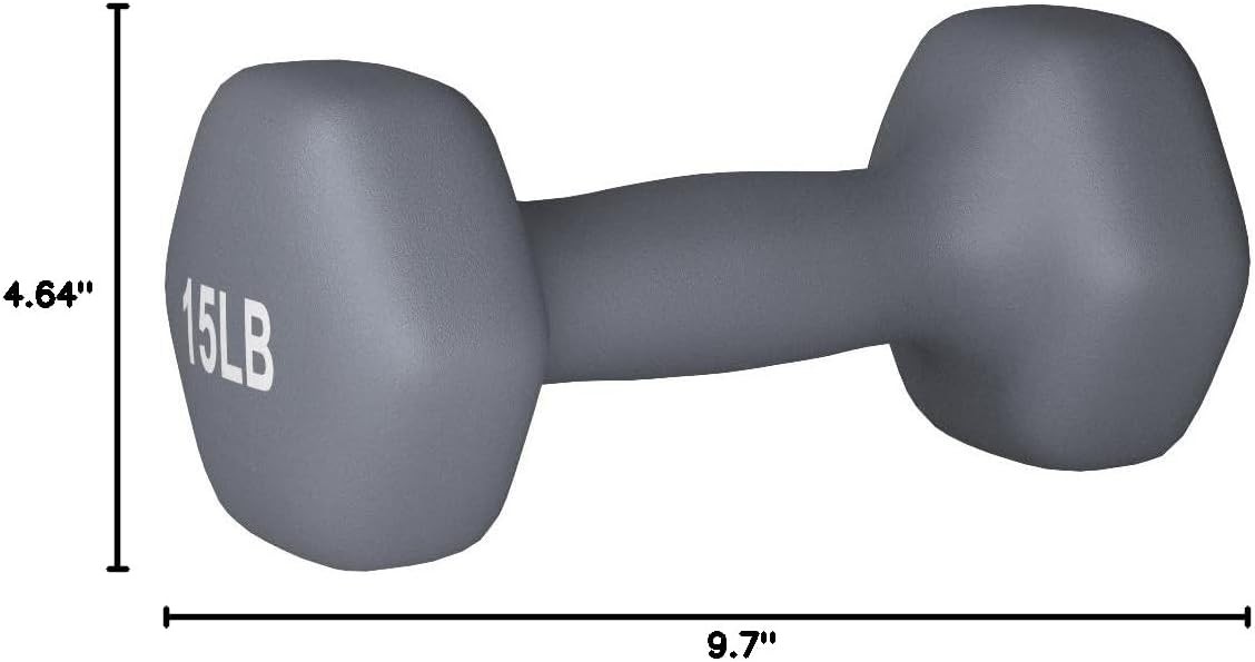 Amazon Basics Neoprene Dumbbell Hand Weights for Exercise 15 pound, Dark Grey