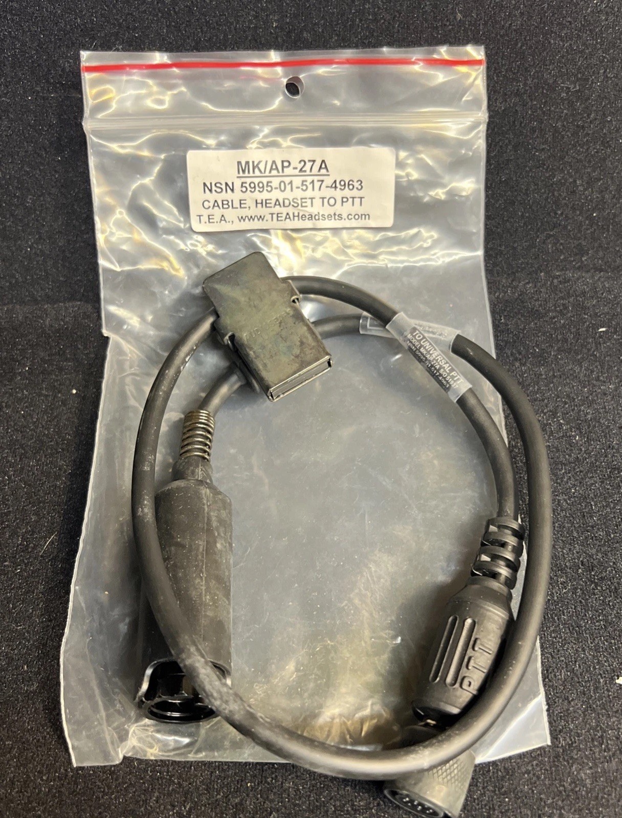 TEA MK/AP-27A Push to Talk Cable Headset To PTT  NSN 5995-01-517-4962