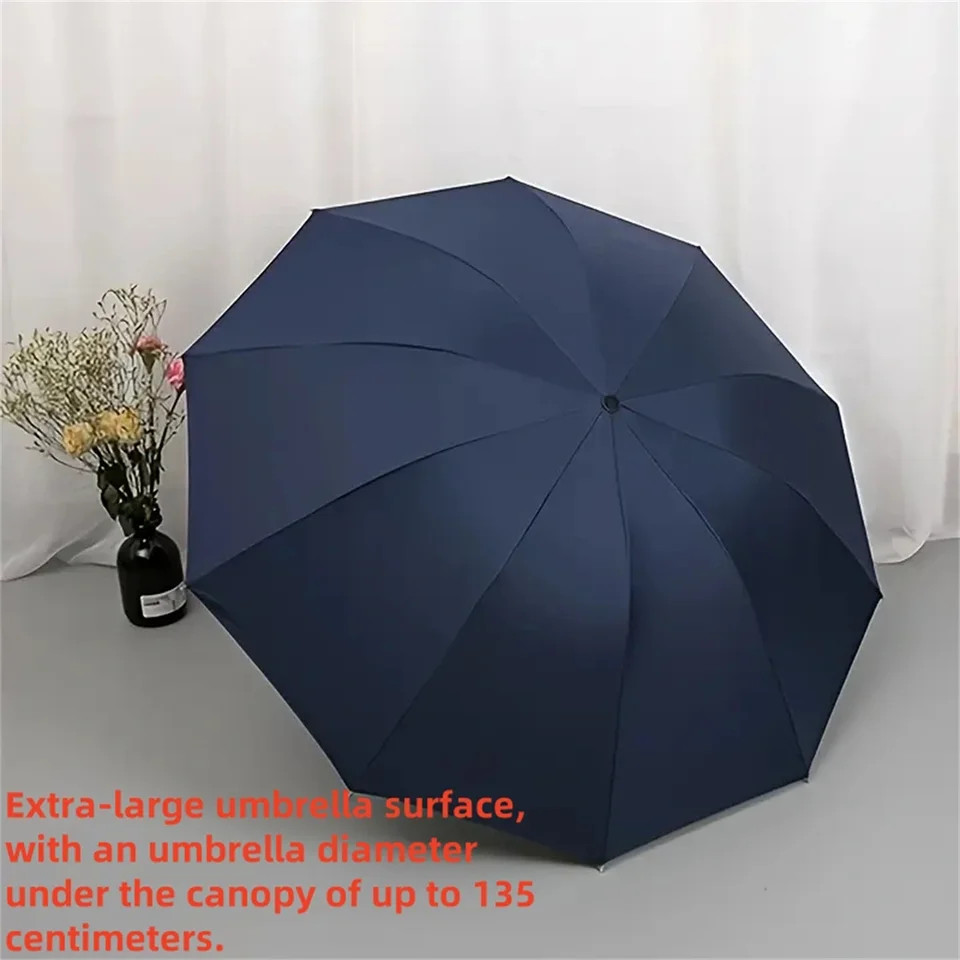 Folding Umbrella Large Size Three Person Sun Rain Strengthened Daily Outdoor