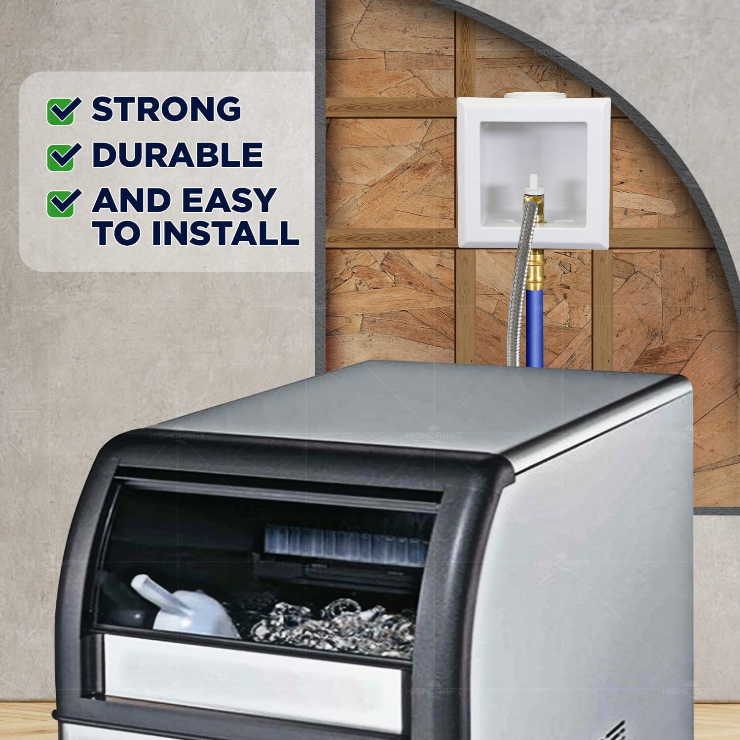 Icemaker Outlet Box Square Faceplate Replacement White ABS New Free Shipping
