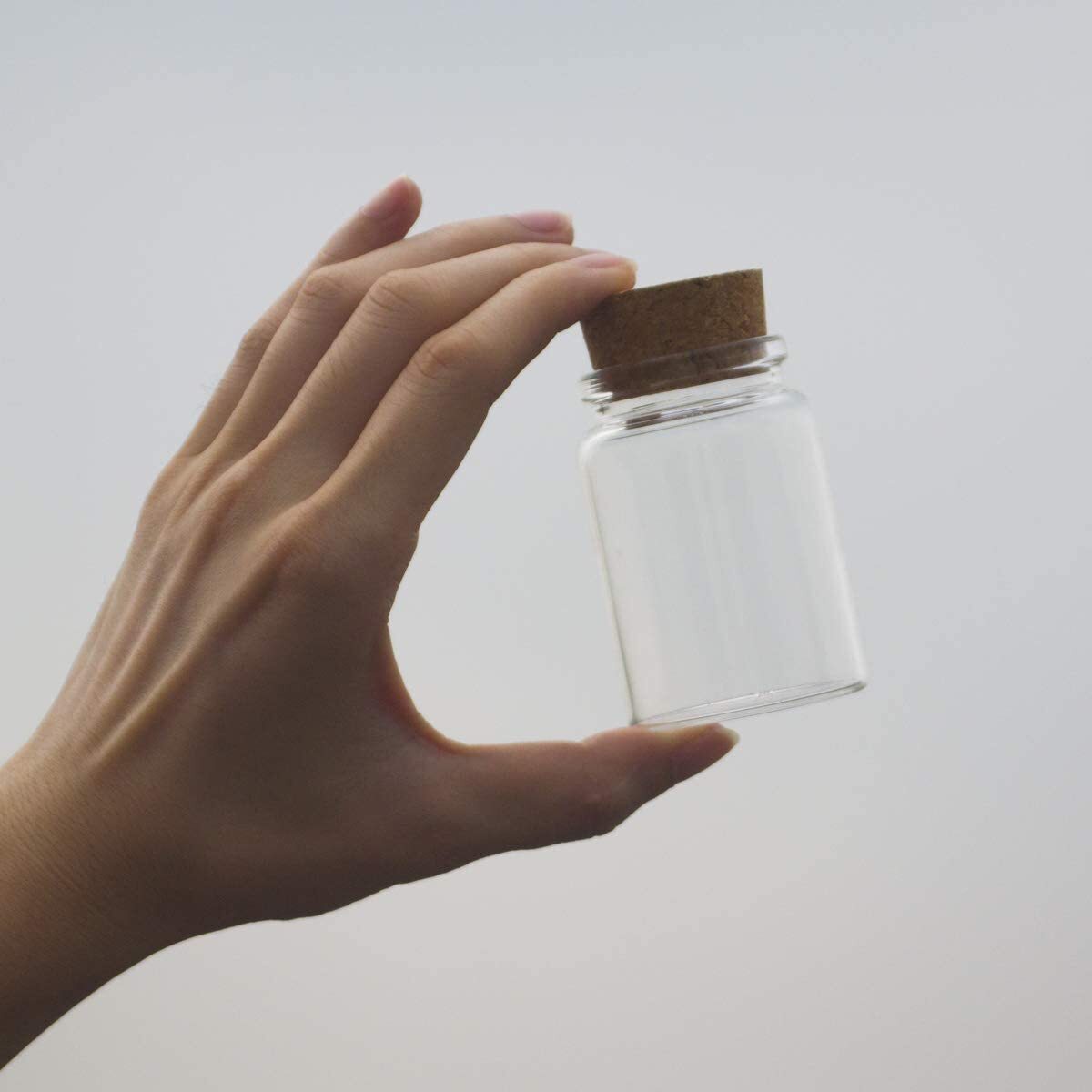 2pcs Empty Clear Glass Bottles Vials with Cork Stopper Storage Jars Bottle