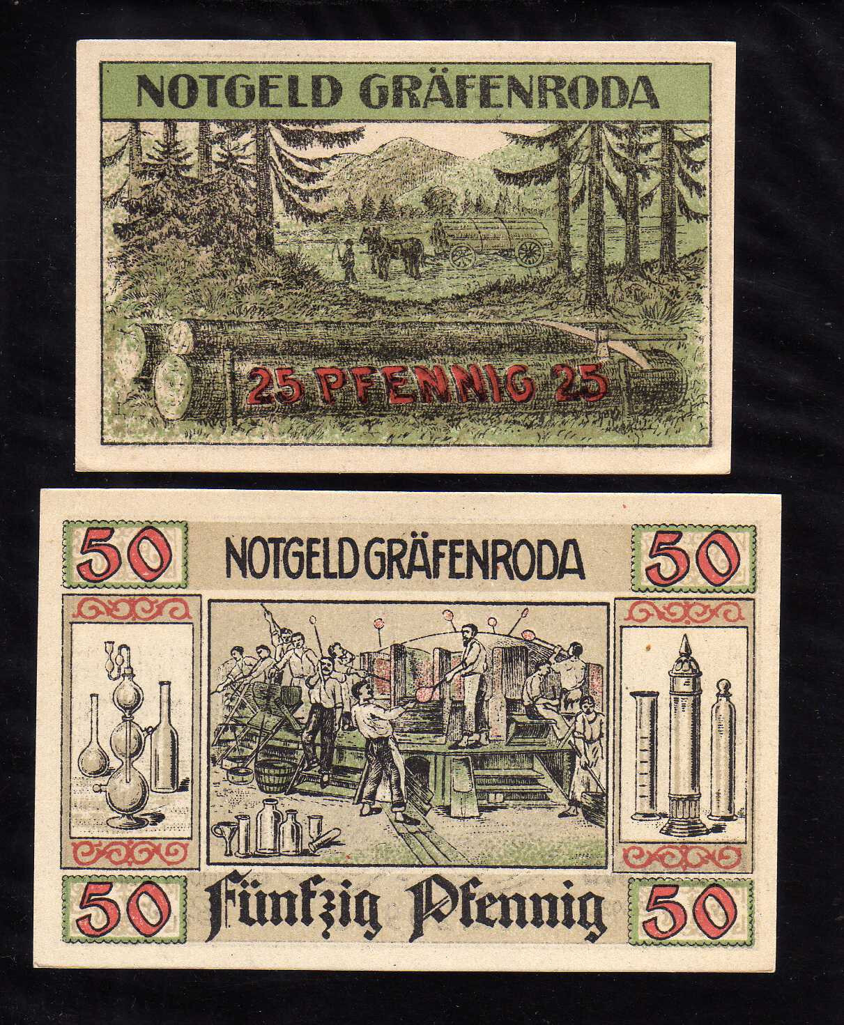 GRAFENRODA - GERMANY NOTGELD  -   25, 50 PFENNIG