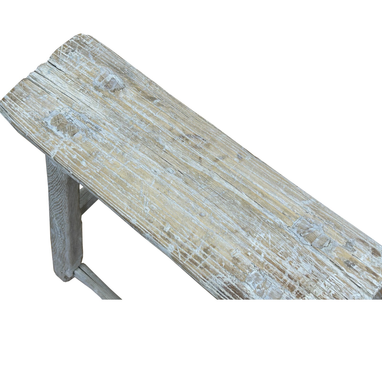 Rustic Raw Rough Wood Grain Rectangle Slim Stool Bench Side Table ws4591