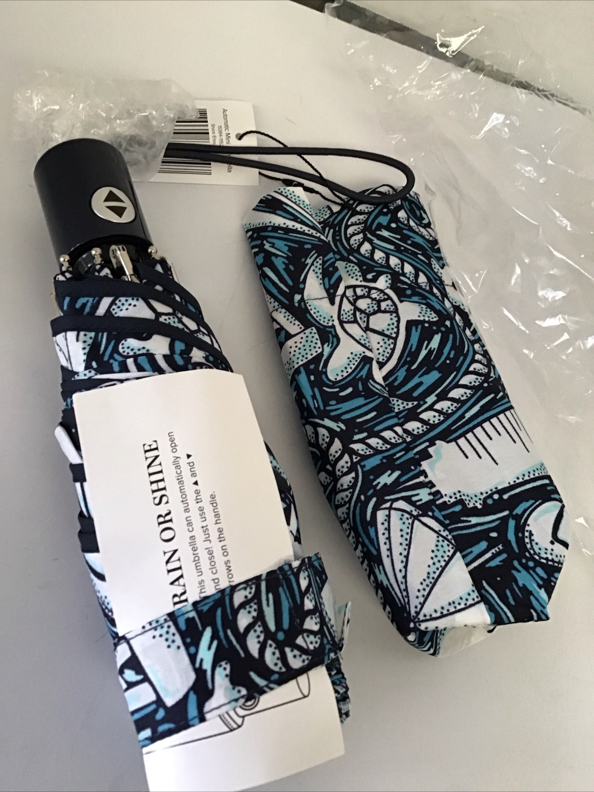 Vera Bradley Automatic Mini Umbrella SHORE ENOUGH - Rain Or Shine NWT