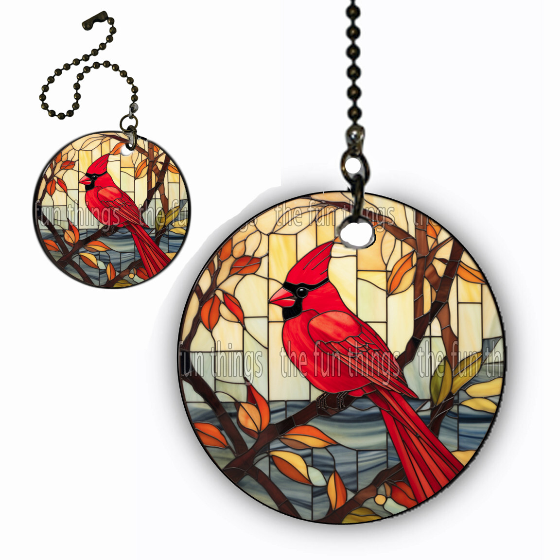 2 x Red Cardinal Bird Lover Gift Ceiling Fan Lighting Pull Chain Extension Chain