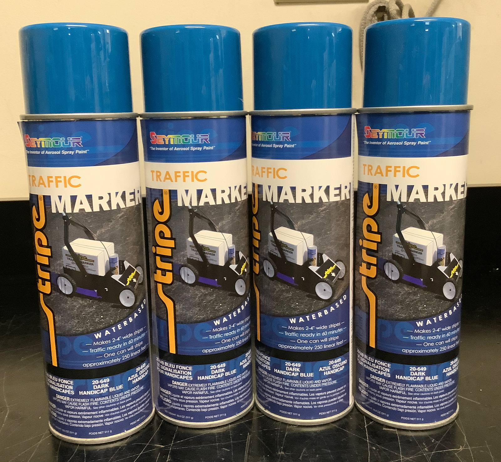 Lot of 4 Seymour Traffic Marker | 18 oz Cans | 20-649 Dark Handicap Blue