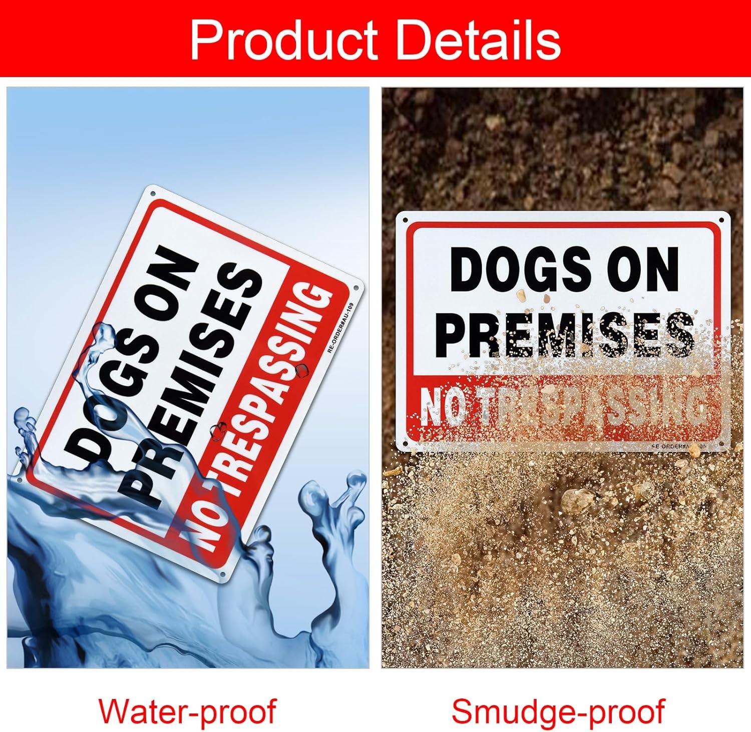2 Pack Dogs On Premises Sign, No Trespassing Small Signage, 2-Pack(10x7)