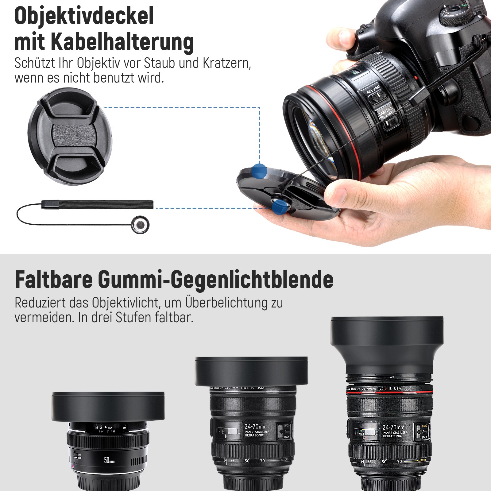 NEEWER 67mm Filter Kit UV CPL FLD ND2 ND8 with Lens Hood for DSLR Cameras