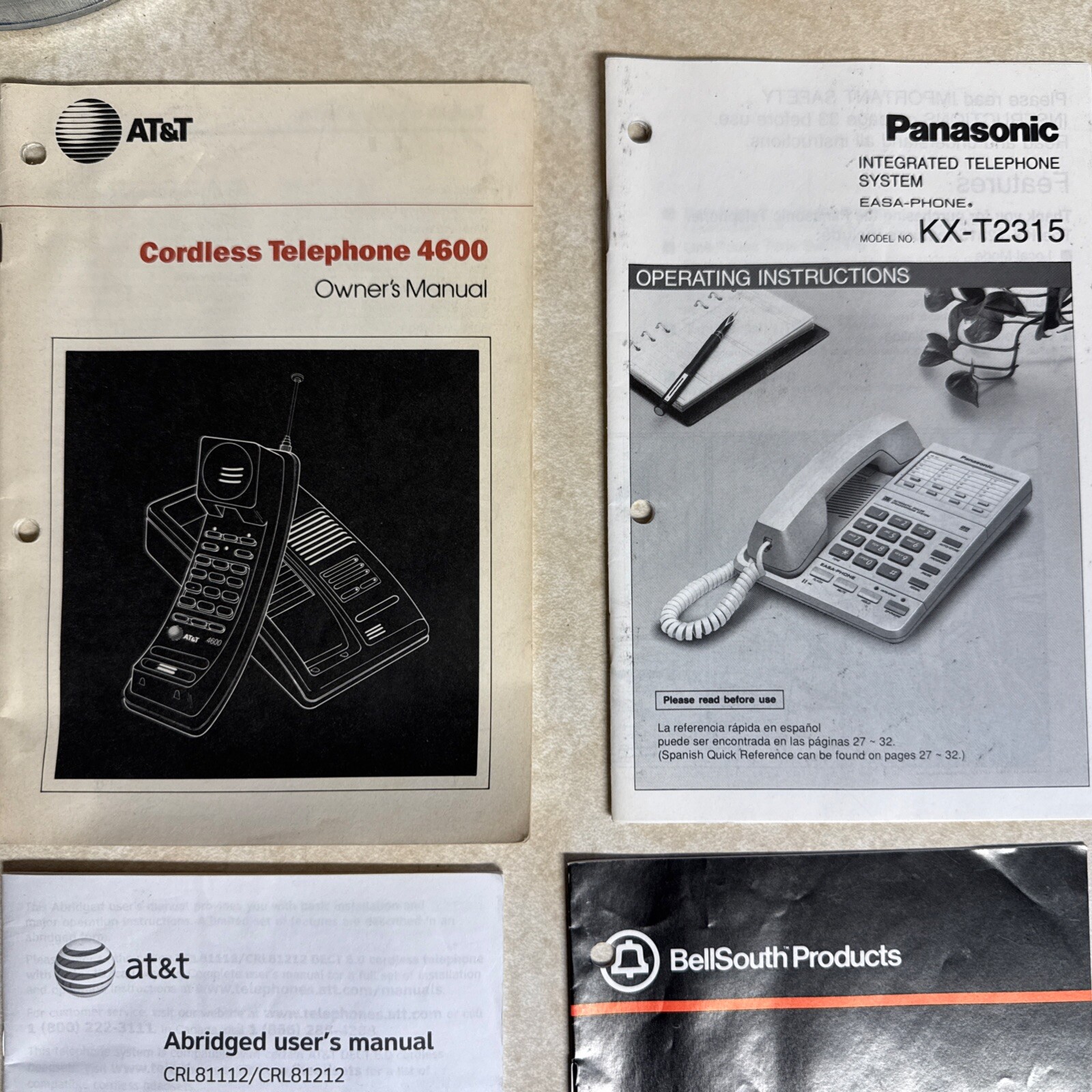 Genuine AT&T 4600 Crl81112/crl81212 Panasonic Kc-t2315  Bellsouth User's Manual