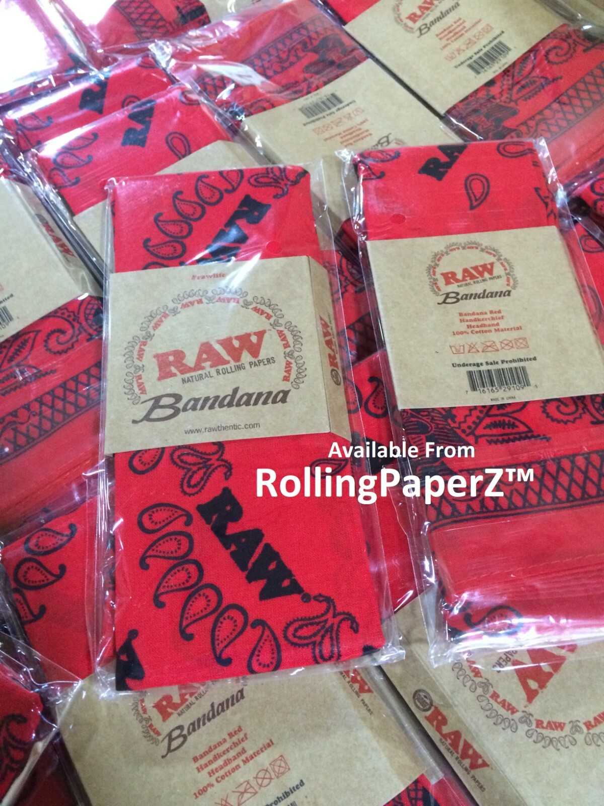 New! RAW RED Bandana SIZE: 21.5" X 21.5"