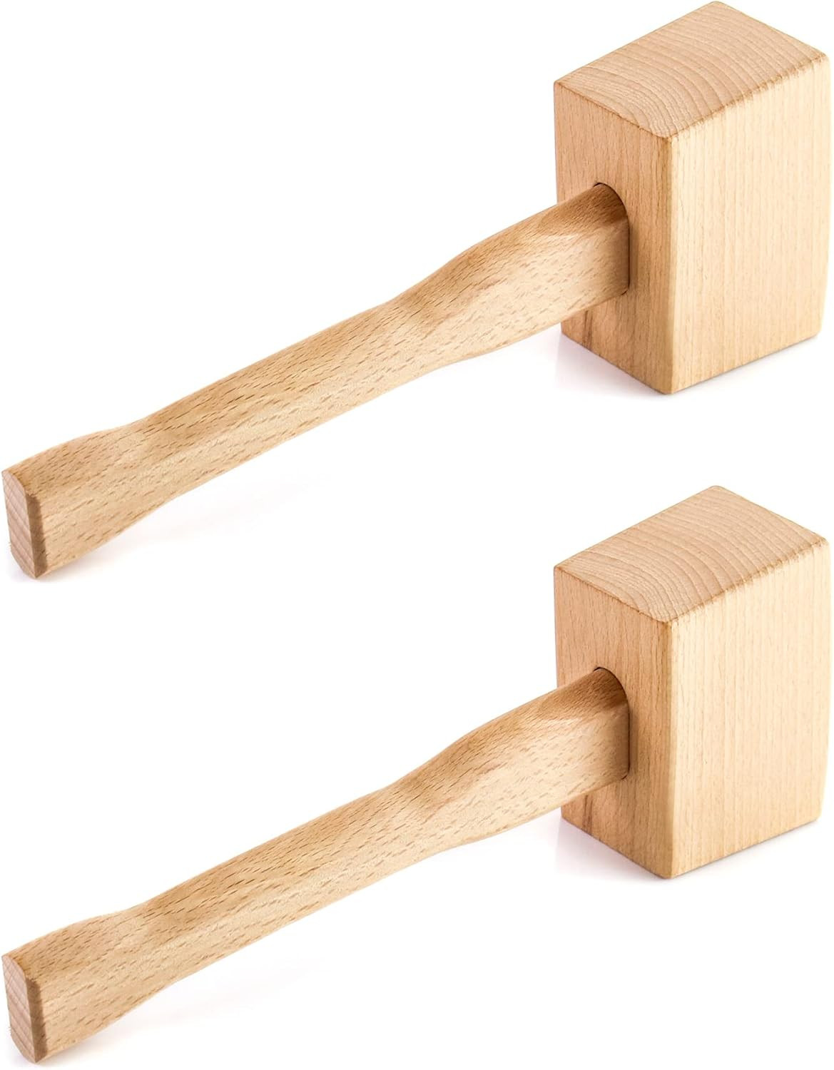 Wooden Mallet, 2 Pack 9.5" Manual Ice Hammer Mallet Beech Solid Carpenter Wood H