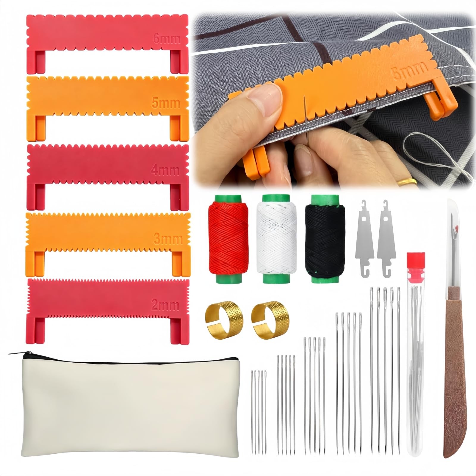 40 Pcs Sewing Kit with 5 Size Clip-On Sewing Ruler Set, Edge Stitch Quilting ...