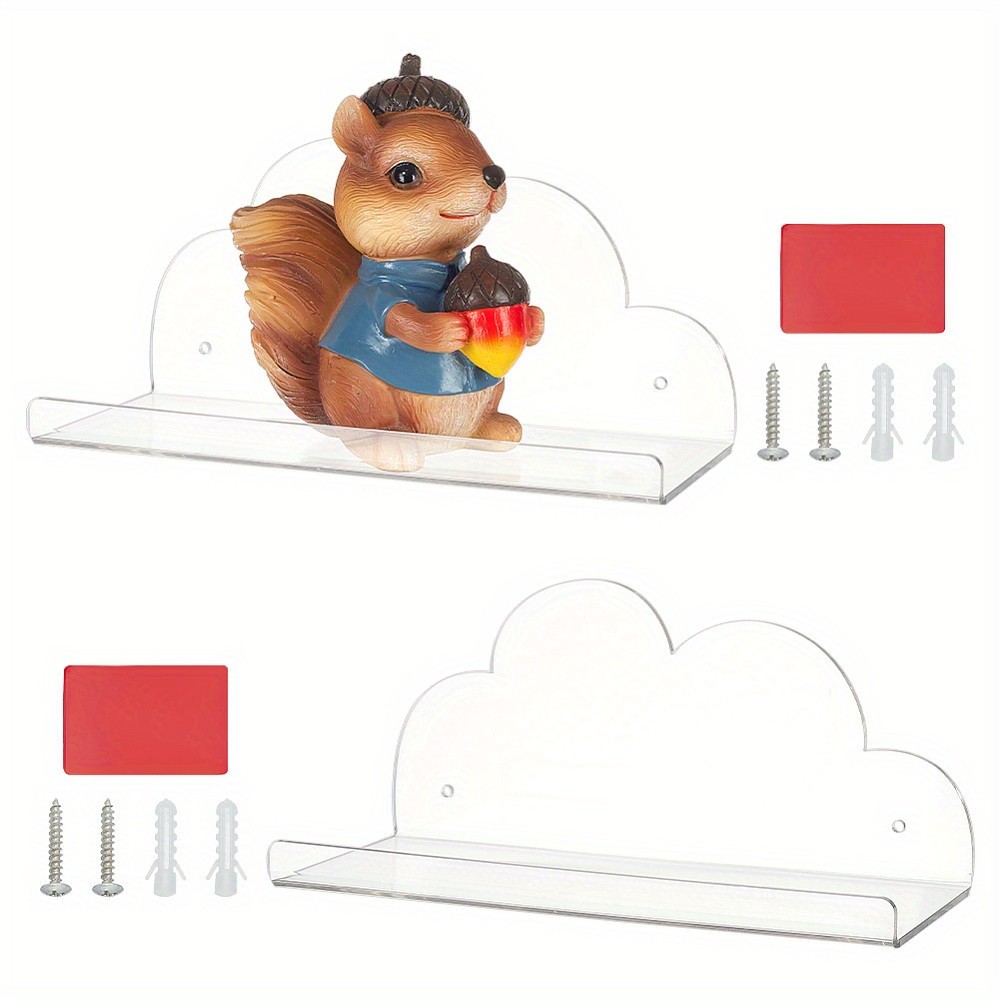 2sets Cloud Acrylic Wall Mounted Display Stands Floating Wall Shelf with Screw