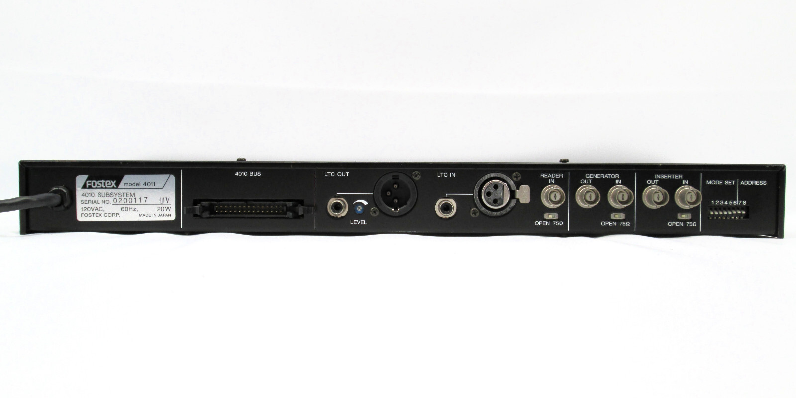 Fostex 4011 Subsystem 4010 Sub System Time Code Generator / Reader
