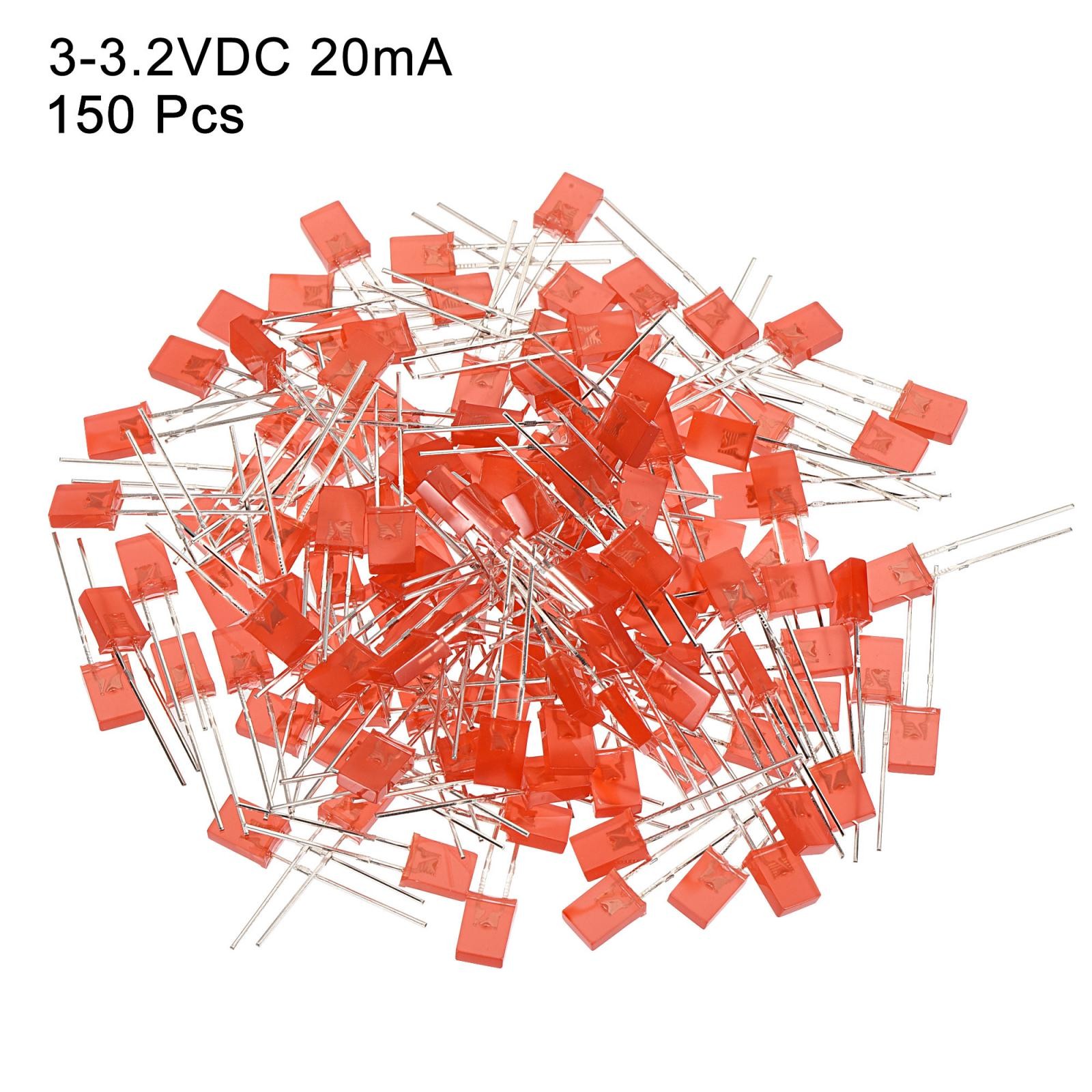 150Pcs 2x5x7mm Light Diode Rectangular Bright LED Lamp Bulb Red