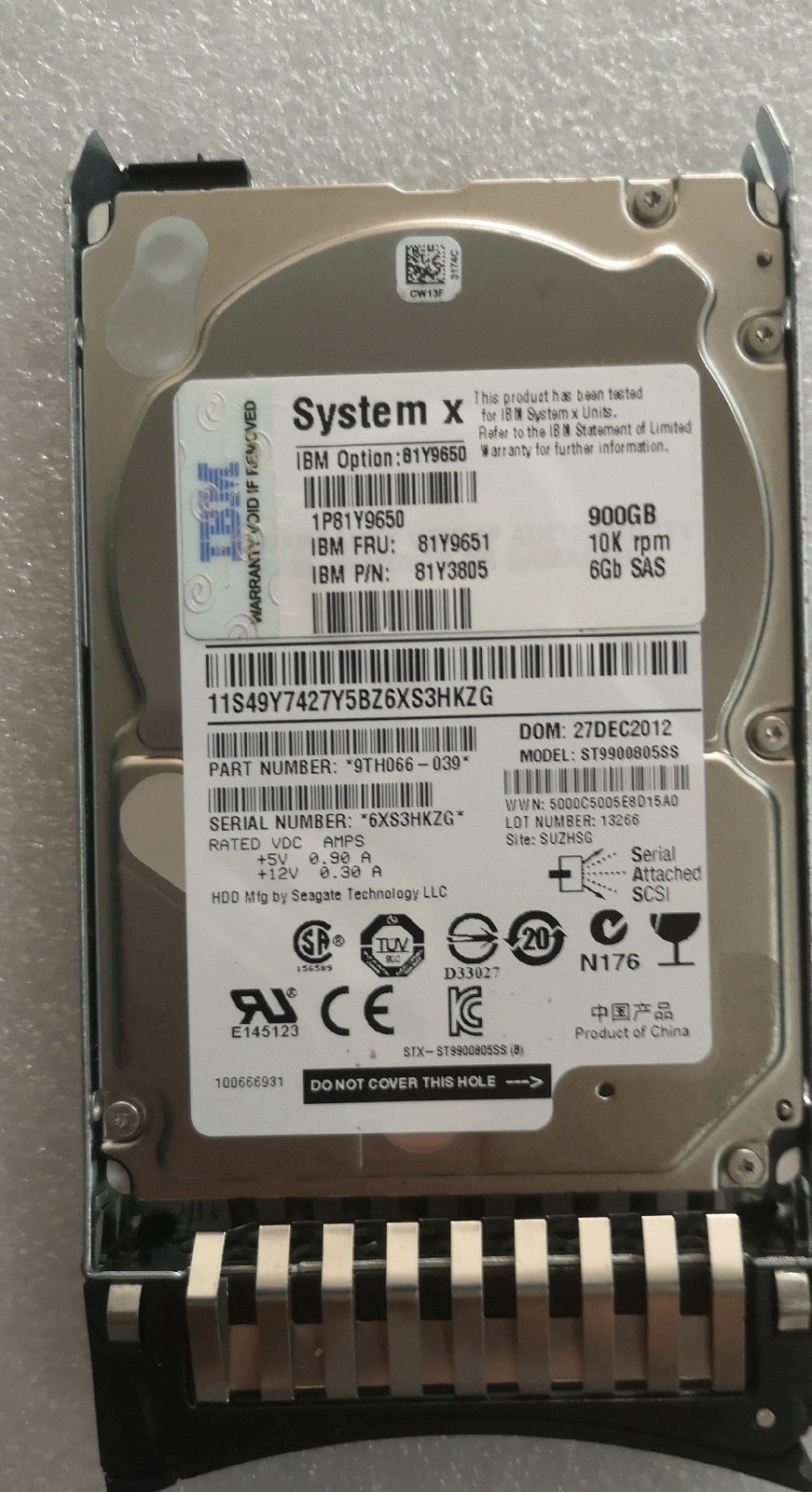 81Y9651 900G 10K SAS 2.5 81Y3805 81Y9650 Hard Drive
