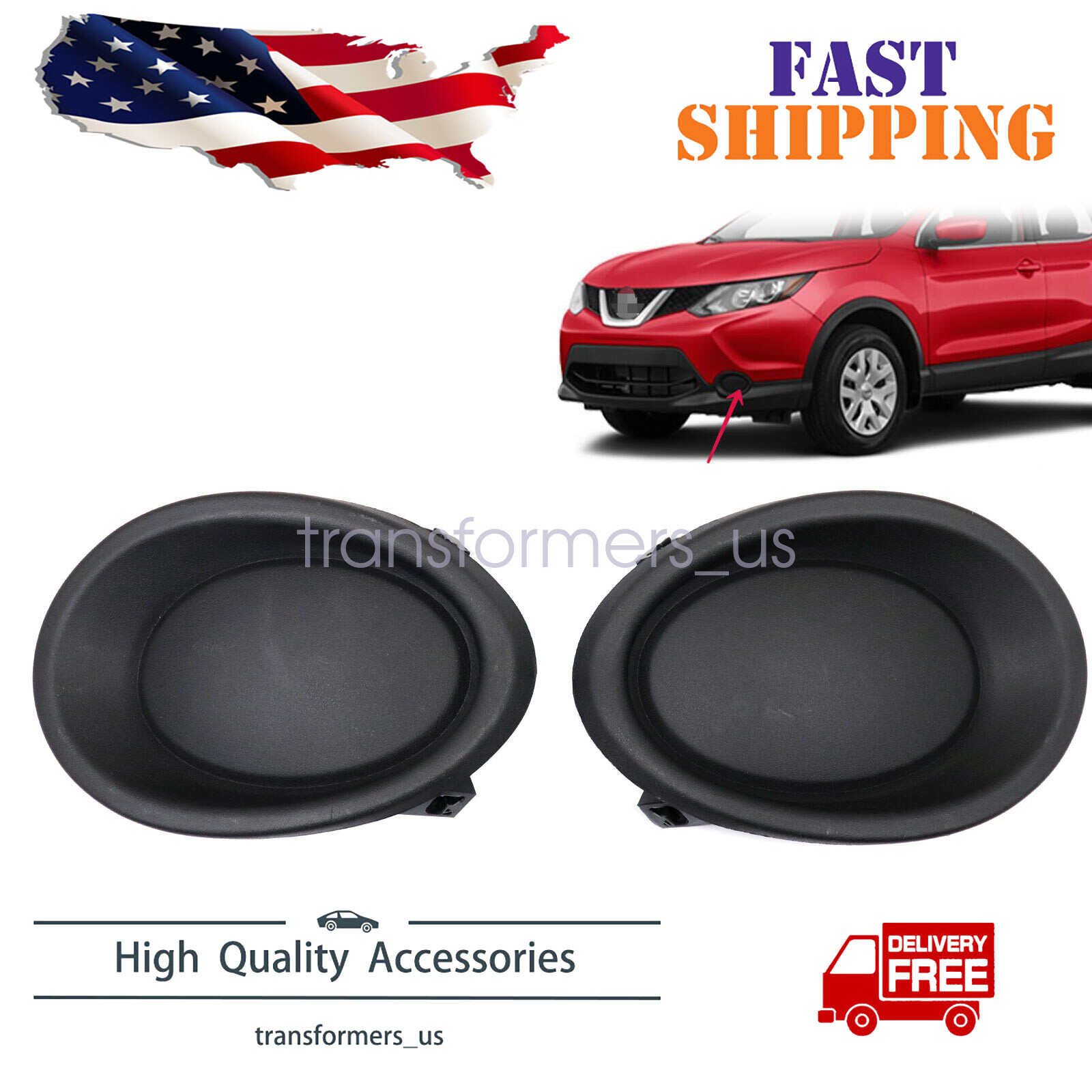 For 2017-2019 Nissan Rogue Sport Front Side Fog Light Lamp Covers Bezels Set US