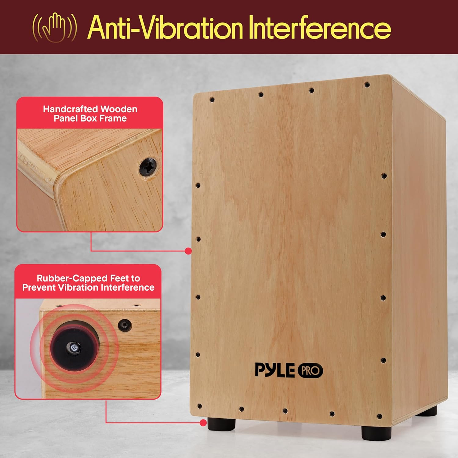 Jam - Wooden Cajon - Handcrafted Stringed Lightweight Percussion Box with Intern